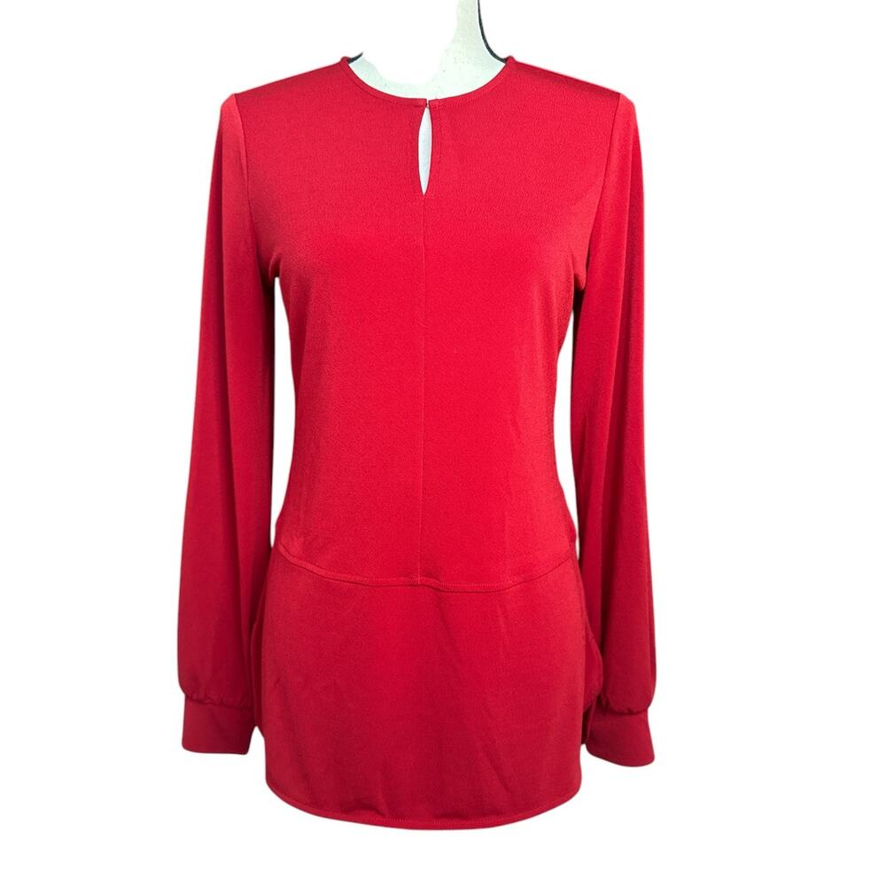 Lauren by Ralph Lauren Tops Women's S‎ Red Long Sleeve Tunic Top Classic Solid